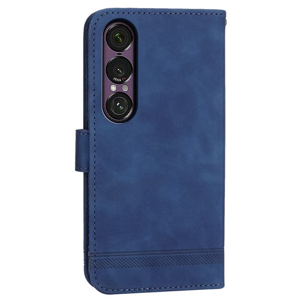DIERFENG Til Sony Xperia 1 VII Pungcover med Stander og Håndledsrem Blue