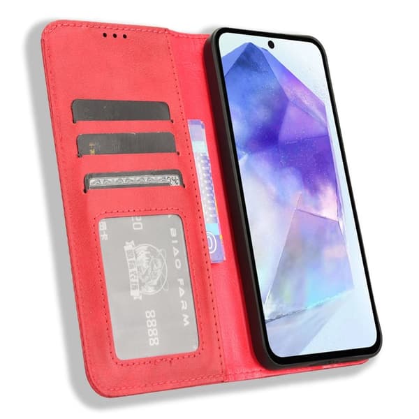 Lommebok Stativ Flip Telefonveske for Samsung Galaxy A35 5G Red