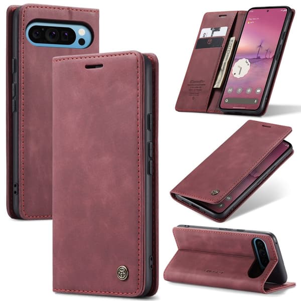 CASEME Til Google Pixel 9 Pro XL Etui Stativ Telefon Cover Red