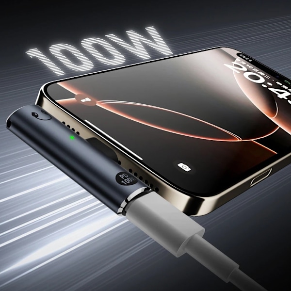 USB-C uros 3,5 mm audiolle + USB-C PD 100 W lataussovitin Black