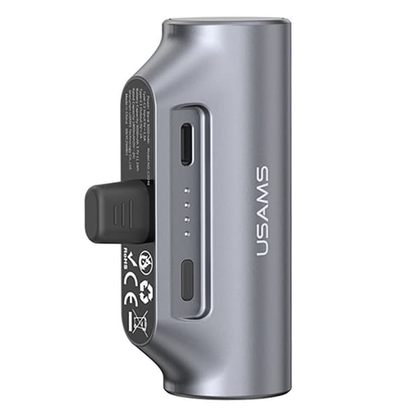 USAMS Mini Powerbank 3000mAh USB-C Bærbar Oplader Nødoplader Silver
