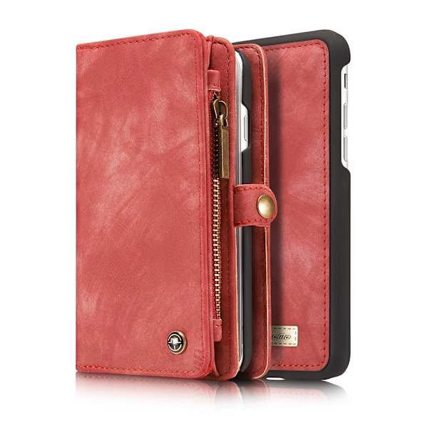 CASEME iPhone 8 / 7 / SE Retro Split läder plånboksfodral - Röd Red