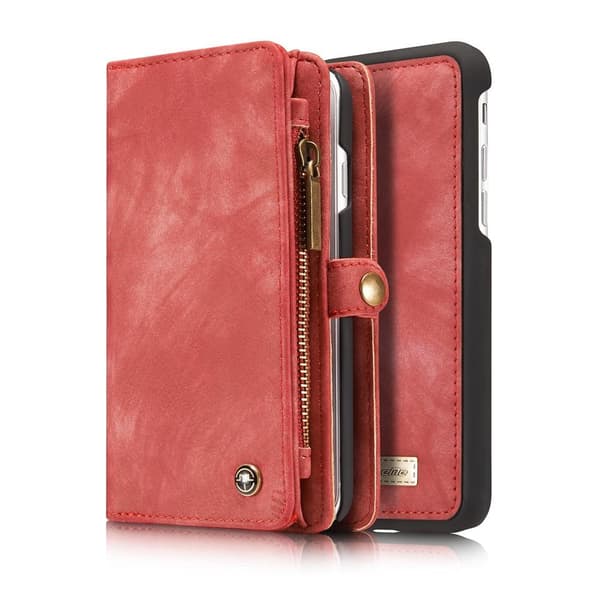 CASEME iPhone 8/7/SE Retro Split Lommebok - cover I Lær - Rød Red