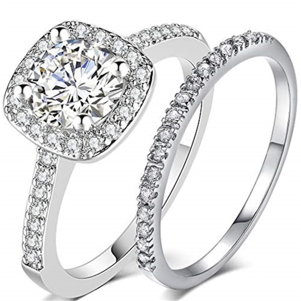 2st Ringar Cubic Zirconia Stapelbara - Storlek 6 / Silver Silver