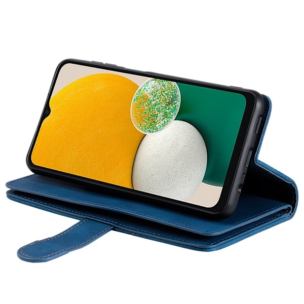 Til Samsung Galaxy A56 5G Etui med Lynlåslomme og 9 Kortlommer Blue