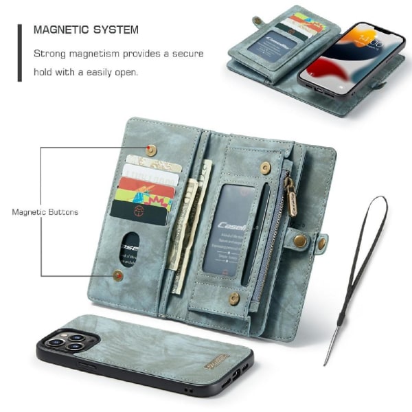 CASEME iPhone 13 Pro Max Retro plånboksfodral - Blå Blå