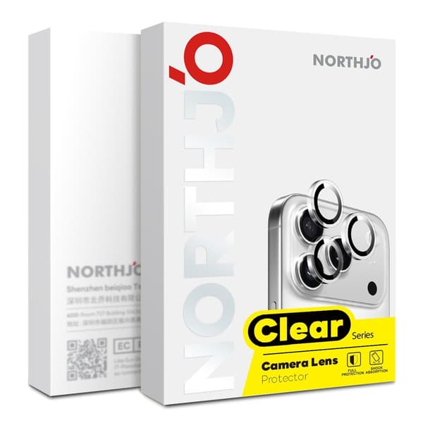 NORTHJO Kameralinsebeskyttelse med metalring til iPhone 18 Pro / 18 Pro Max Transparent