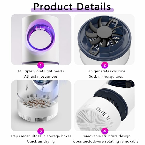 UV Attraktion Light Mosquito Killer USB Elektrisk Bug Zapper White