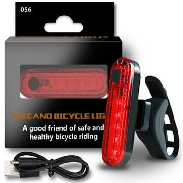 Baglygte cykelbelysning Genopladeligt advarselslys Høj lysstyrke 4 lystilstande Red