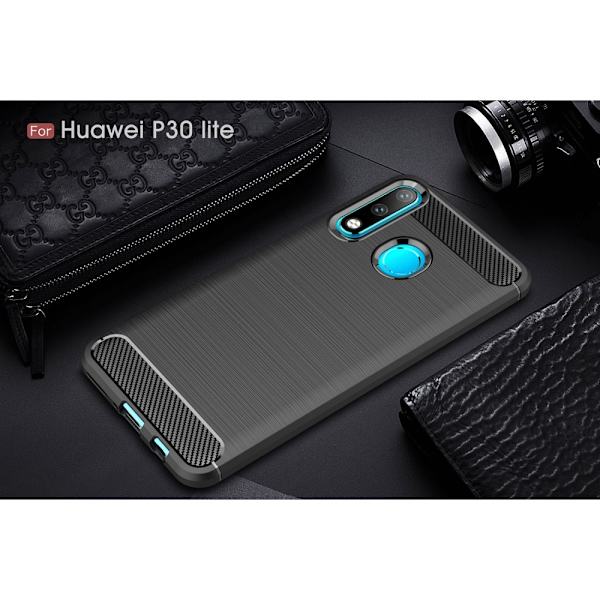 Huawei P30 Lite Karbonfiber Teksturcover - Sort Black