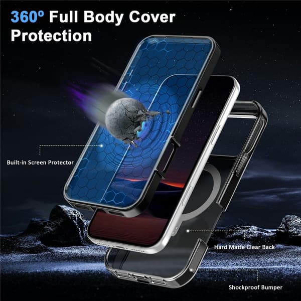 Telefoncover med skærmbeskyttelse til iPhone 18 Pro Max / 17 Pro Max Black
