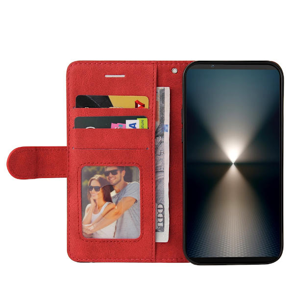 Til Sony Xperia 1 VII KT-serie-1 dobbeltfarve tegnebog Red