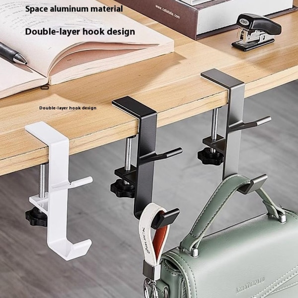 Skrivebord Edge Hook Ryggsekk Veske Hodetelefonhenger Under Bord Oppbevaring - Svart Black