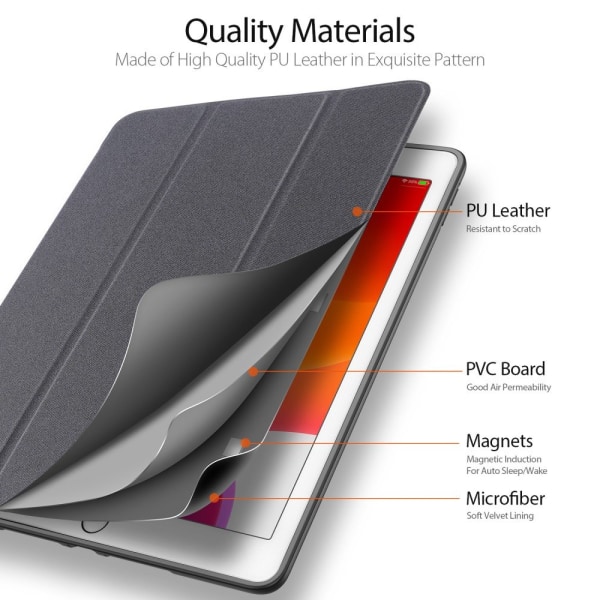 DUX DUCIS Domo Apple iPad 10.2 2021/2020/2019 Trifoldet stativ sort Black