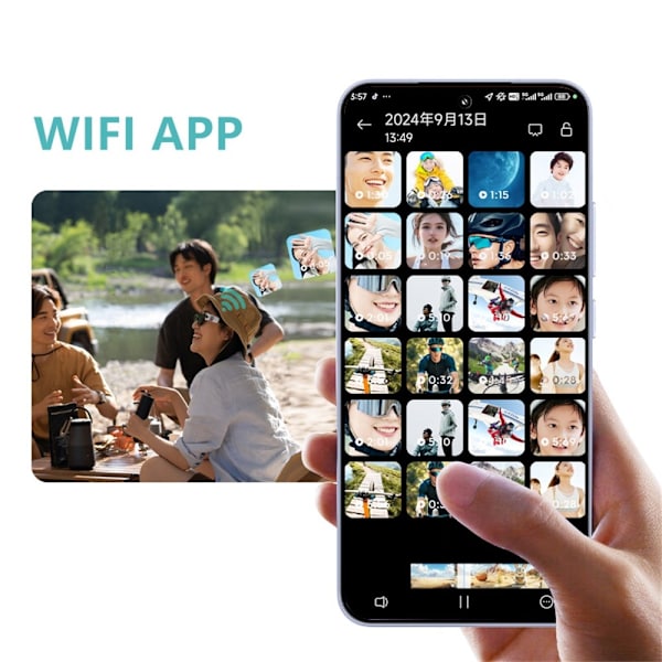 Videokamera Glasögon Kamera IPS-skärm WIFI APP-kontroll 2.7K Ultra HD Svart
