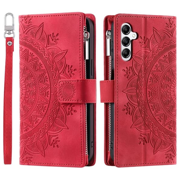 Til Samsung Galaxy A37 5G MTK telefoncover med blomstermønster Red