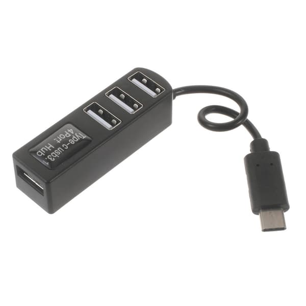 4 porter USB 3.1 Type C Hub høyhastighets hub SVART Black