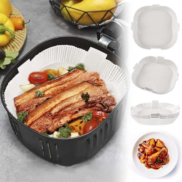 20 cm Non-Stick Air Fryer papper mat bakning matlagning 100 st Brun