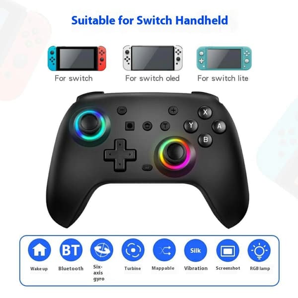 Yhteensopiva langattoman Nintendo Switch Pron Bluetooth-peliohjaimen kanssa Black