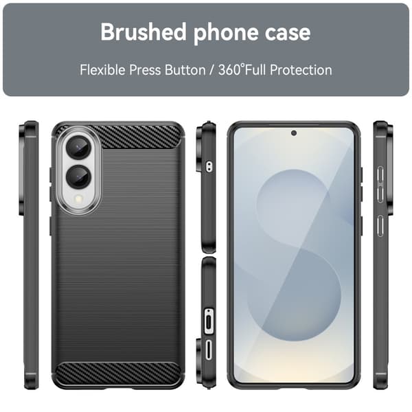 Til Samsung Galaxy S25 Edge Karbonfiber Teksturdeksel - Svart Black