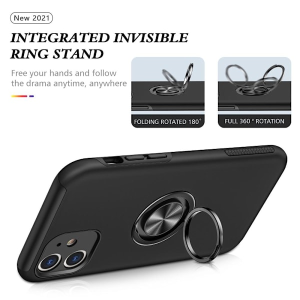 iPhone 11 Fingerring Kickstand Hybrid Taske Black