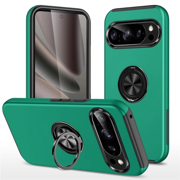Til Google Pixel 10 Pro / Pixel 10 SkalFingerring Kickstand Hybrid Taske - Green
