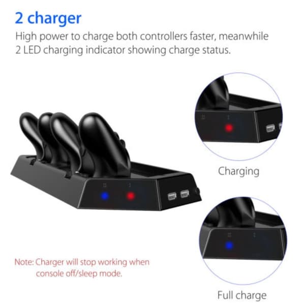 KJH Playstation 4 Slim Opladningsstandkøler Black