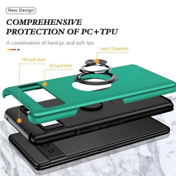 Til Google Pixel 8a Fingerring Kickstand Hybrid Taske Green