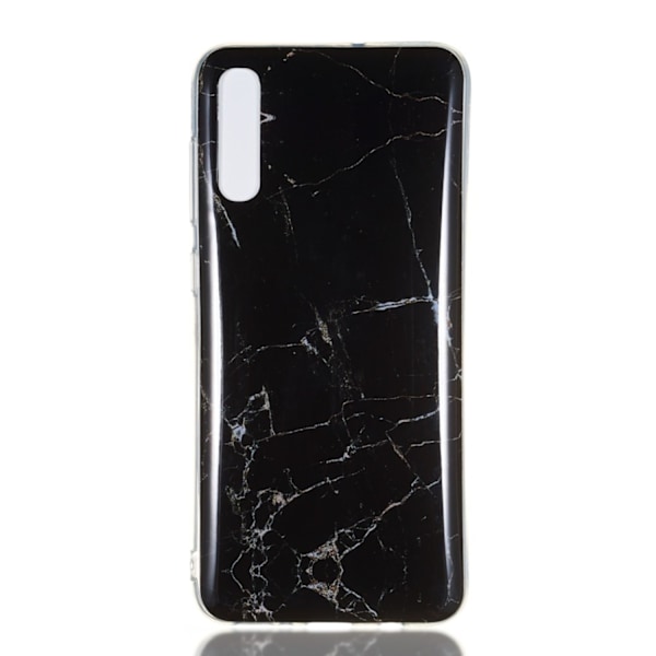 Marble Pattern IMD TPU Soft Back Suojakuori - Samsung Galaxy A70 - Style A Black