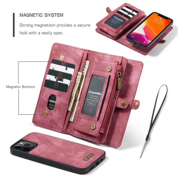 CASEME iPhone 12/iPhone 12 Pro 2-in-1 lompakkopuhelimen kuori - Red