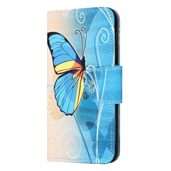 Pengesekk-Stativveske for iPhone 15 Plus - Butterfly Blue