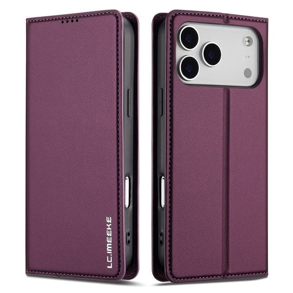 LC.IMEEKE Puhelimen lompakkokotelo jalustalla iPhone 18 Pro / 17 Pro puhelimelle Purple