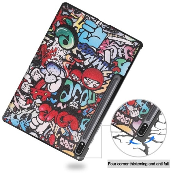 Kolmen taittotelineen älykotelo Samsung Galaxy Tab S10+ (S10 Plus) -puhelimelle Multicolor