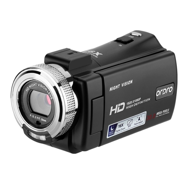 1080P Full HD -videokamera tukee Night Vision Vlog Youtube -kame Black