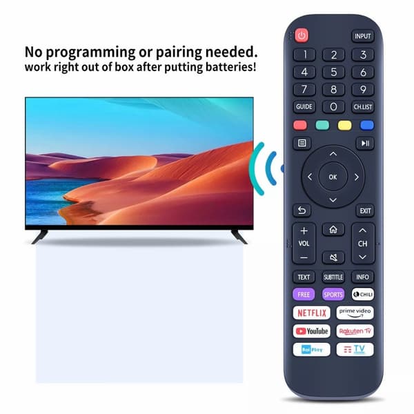 Fjernbetjeningserstatning til EN2AI30H til Hisense Smart Tv Black