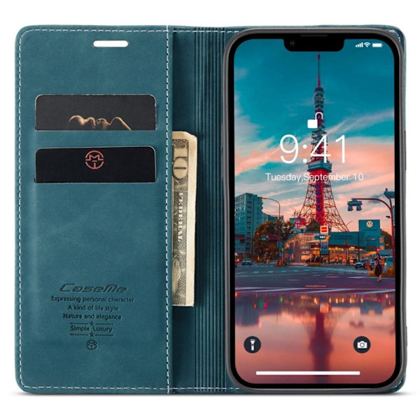 CASEME Retro tegnebog taske til iPhone 14 Plus - Blå Blue