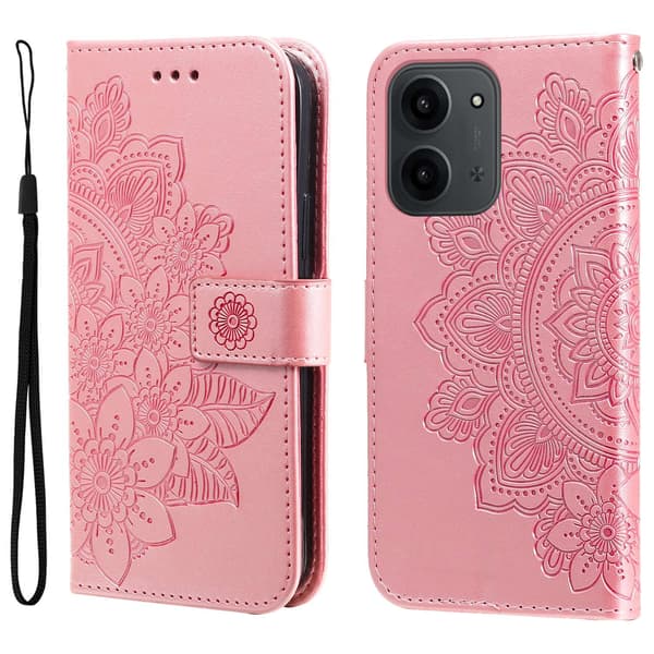 Til Xiaomi Redmi 15C Stand Cover Mandala Tegnebogsetui Pink
