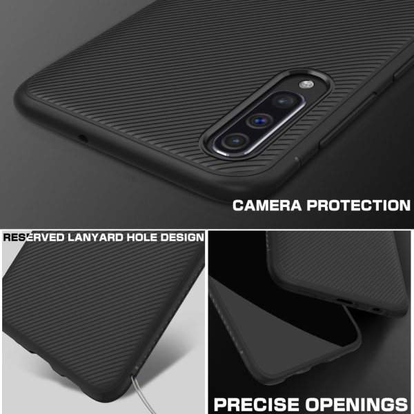Jazz Twill Texture TPU Cover til Samsung Galaxy A50 - Sort Black