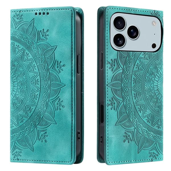 Cover til iPhone 17 Pro Max med Magnetisk Lukning Mønsterpræget Green