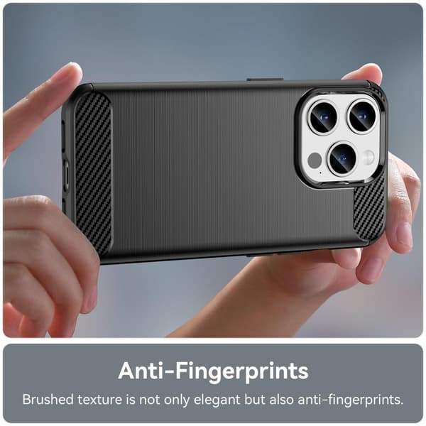 Kulfiber tekstur TPU - cover til iPhone 15 Pro Black