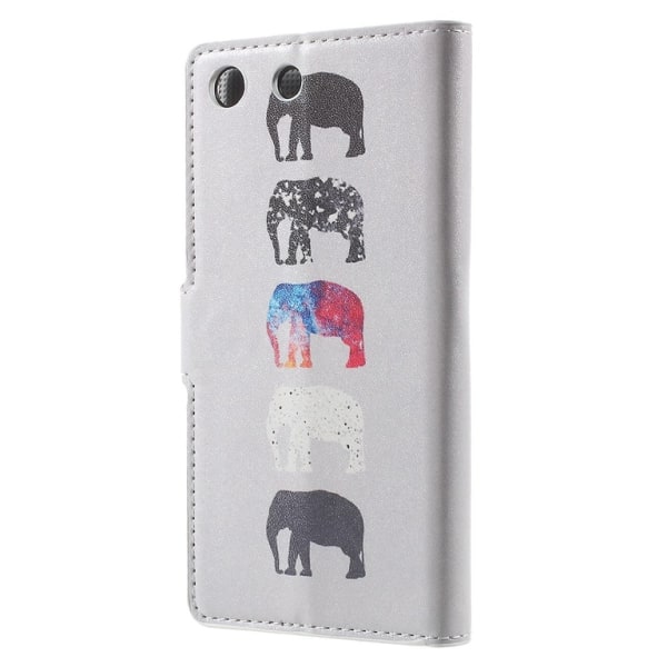Sony Xperia M5 -lompakkokotelo värikkäät norsut Black