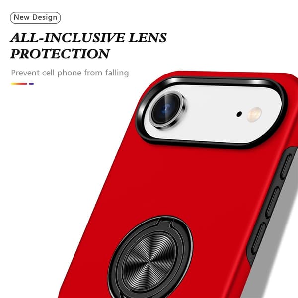 Til iPhone Air Finger Ring Kickstand Hybrid Taske Red