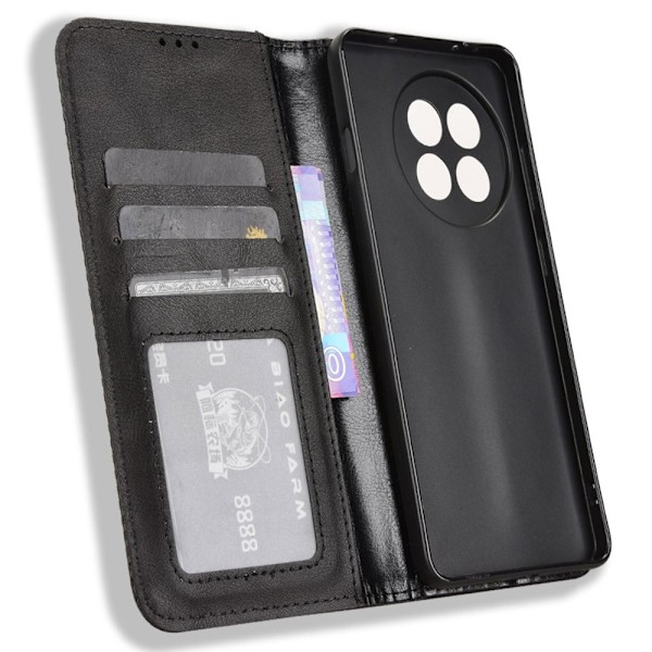 För OnePlus 13R Fodral Plånboksfodral Skal Telefonfodral Retro - Svart Svart