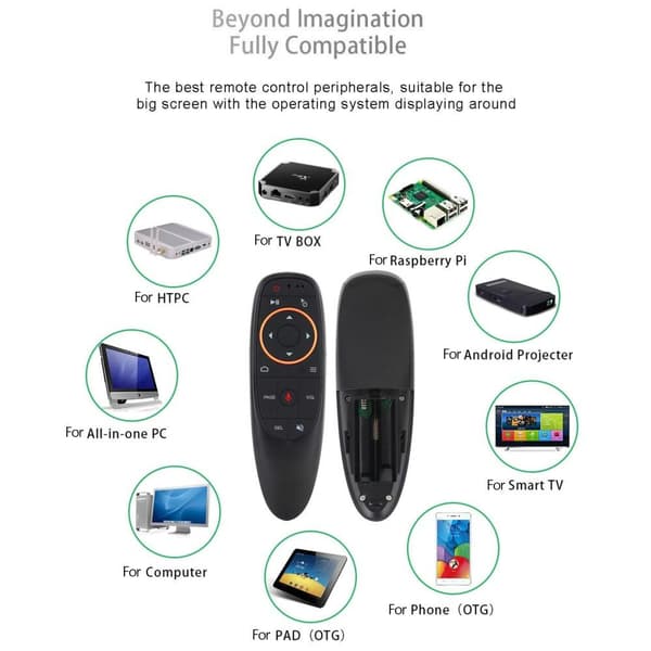 G10 trådløs mus fjernkontroll for bærbar PC Android TV - boks Black