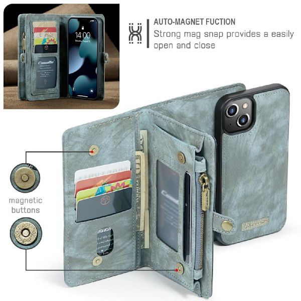 CASEME iPhone 13 Mini 2-in-1 Wallet Phone Shell - Blue Blue