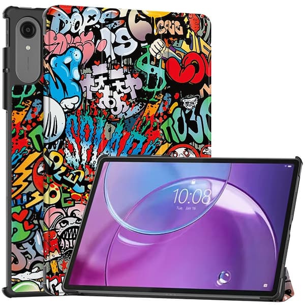 Til Lenovo Idea Tab Pro Gen 2 13" Deksel Tri fold Stativ Mønstertrykk - Graffiti Multicolor