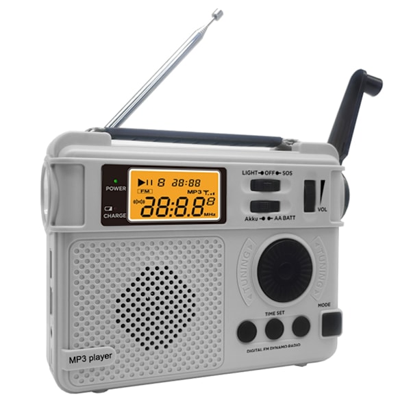 Emergency AM FM-radio Bluetooth spelare Handvevgenerator PowerBank Svart