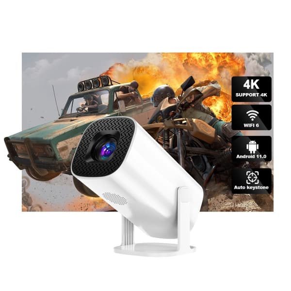 4K Projektor Dual WiFi Bluetooth HD Video LED - projektor för hemmabio Hem Vit