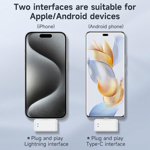 2 Mikrofoner USB-C Trådløs Lavalier Støjreducerende Opladningsetui Hvid+Sort White
