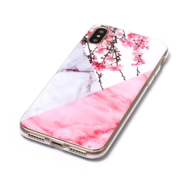 TPU Skal Marmor till iPhone X - Plum multifärg